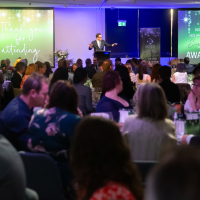 A full room looking to the Function Centre stage