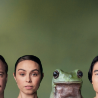 Three people and a frog - headshots