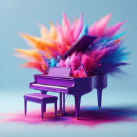 colour explosion coming from piano